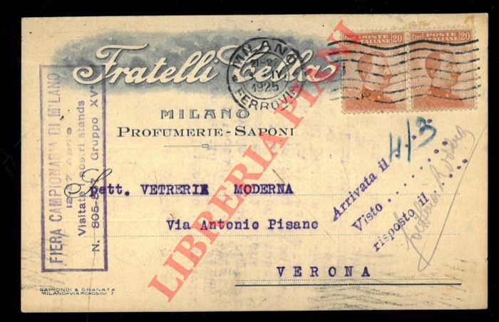 Fratelli Cella. Milano. Profumerie. Saponi. - Testo dattiloscritto.