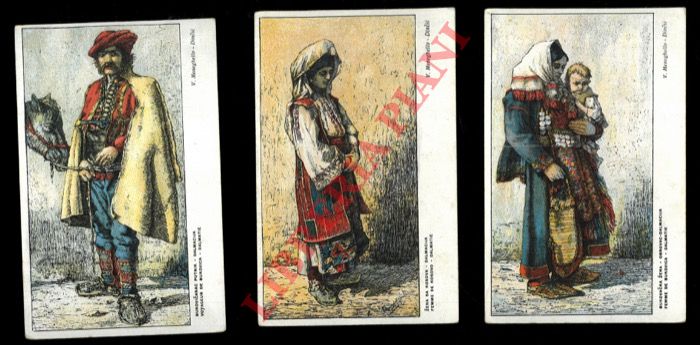 Meneghello V. -  - Costumi dalmati. Donna di Bukovica, di Kosovo. Viaggiatore di Bukovica.
