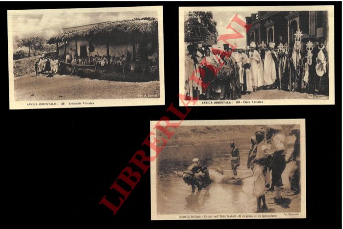 Fot. A. Comini - - Africa Orientale. Clero abissino - Tribunale abissino - Somalia Italiana. Caccia all'Uebi Scebeli. Il recuoero di un ippopotamo.