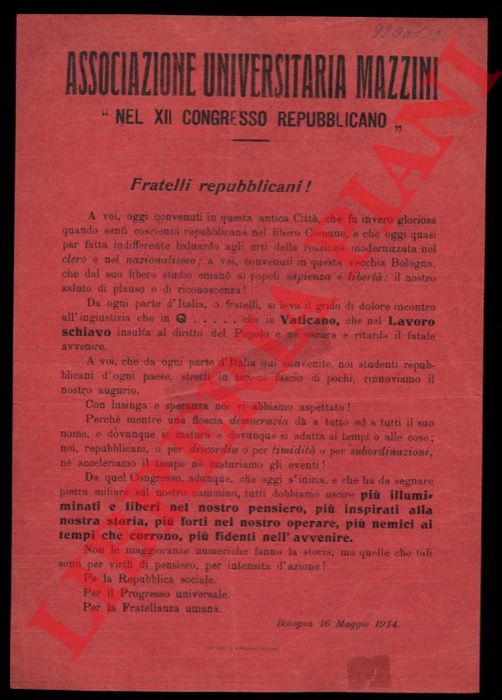 - - Associazione Universitaria Mazzini nel XII Congresso Repubblicano.
