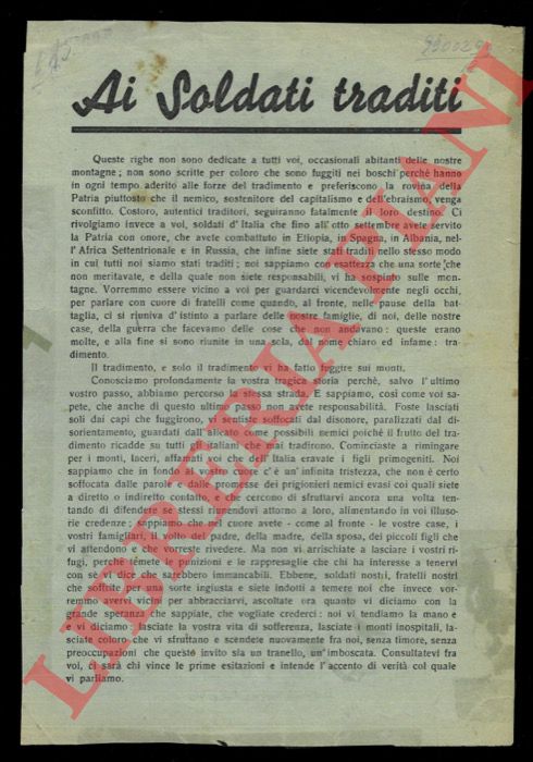 - - Ai Soldati traditi. ... 