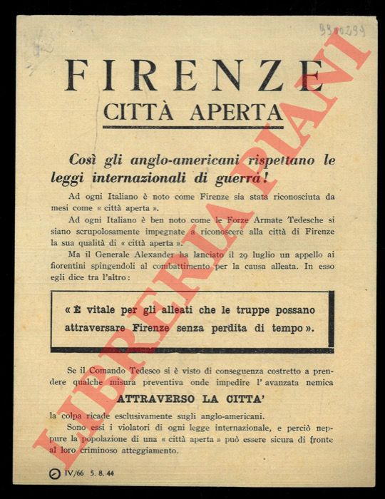- - Firenze citt aperta.