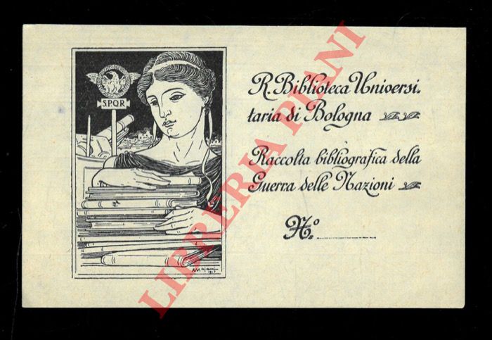 MAJANI Augusto - - Ex libris : R. Biblioteca Universitaria di Bologna. Raccolta bibliografica della Guerra delle Nazioni.