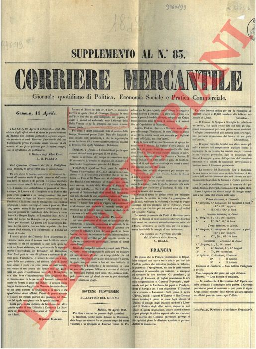 - - Corriere Mercantile. Giornale quotidiano di Politica, Economia Sociale e Pratica Commerciale.