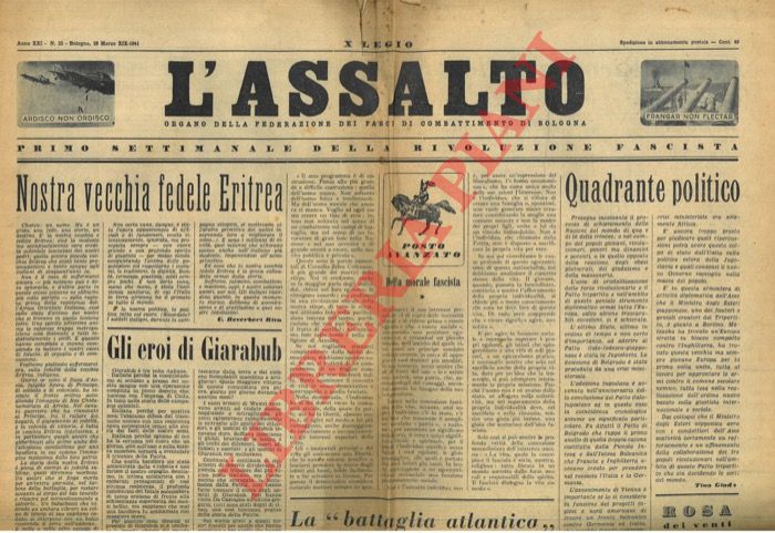 - - L'Assalto. Organo della Federazione dei Fasci di Combattimento di Bologna.