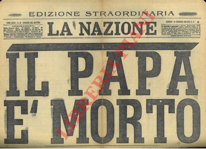 - - Pio XI  morto.