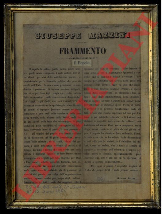 MAZZINI Giuseppe - - Il Popolo. Frammento.