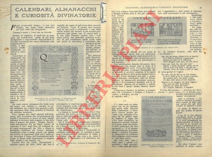 FINZI Alberto - - Calendari, almanacchi e curiosit divinatorie.