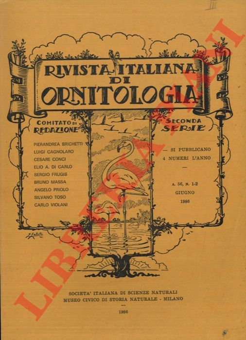 R.I.O. - AA. VV. - Rivista Italiana di Ornitologia. 1986. Seconda Serie. (Copertina beige)
