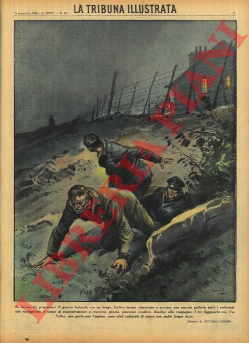 PISANI Vittorio - - In Iscozia tre prigionieri di guerra tedeschi, con un lungo, furtivo lavoro riuscivano a scavare una piccola galleria sotto i reticolati che recingevano il campo di concentramento e, traverso questa, potevano evadere, dandosi alla campagna. I tre fuggiaschi che, fra l'altro, non parlavano l'inglese, sono stati catturati di nuovo non molto tempo dopo.