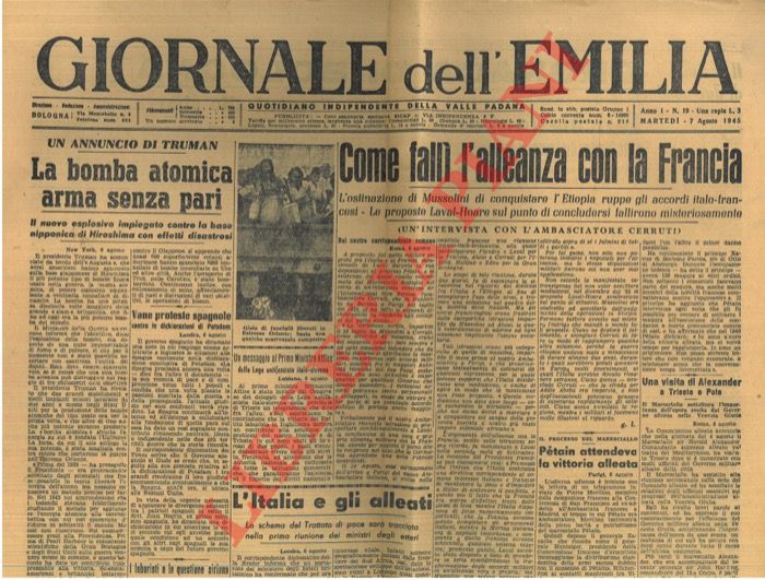- - Titoli in prima pagina sulla fine della guerra ed il nuovo assetto.