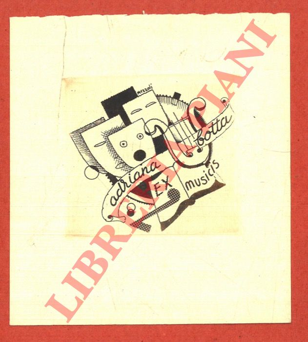 MEZZOLI O(lmedo) - - Un foglietto calcografico, 1938, Ex musicis per Adriana Botta. di cm. 7 x 7,5 alla battuta.