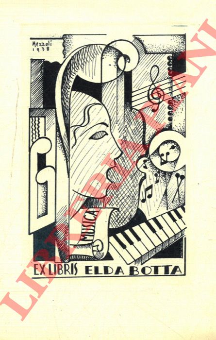 MEZZOLI Olmedo - - Un foglietto calcografico, non firmato, 1938, per Elda Botta, di cm. 11,5 x 7,5 alla battuta.