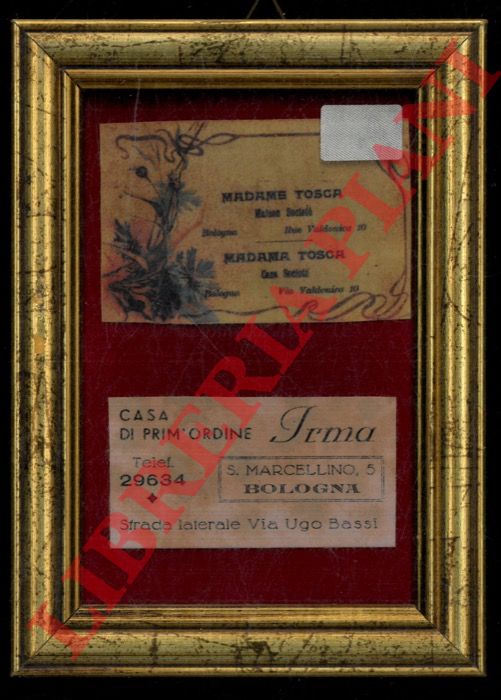 - - Madama Tosca. Casa Societ. via Valdonica, 10 = Casa di Prim'ordine Irma. S. Marcellino, 5. Bologna