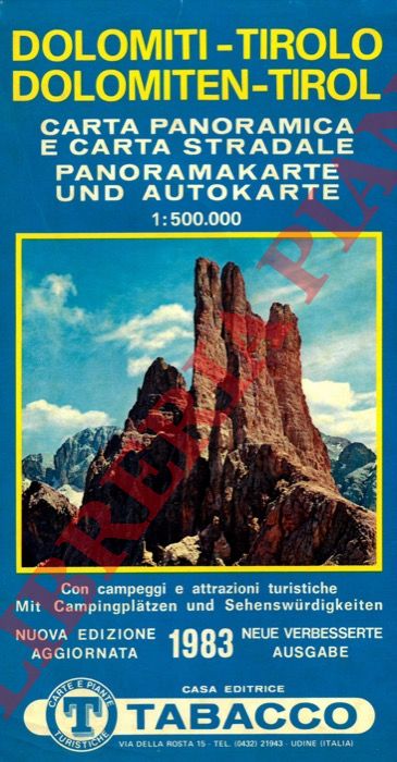 - - Carta sentieri/rifugi. (Alpi Orientali ; dall'Ampezzo alle Giulie)