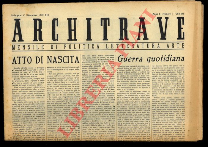 - - Architrave. Mensile di politica letteratura e arte.