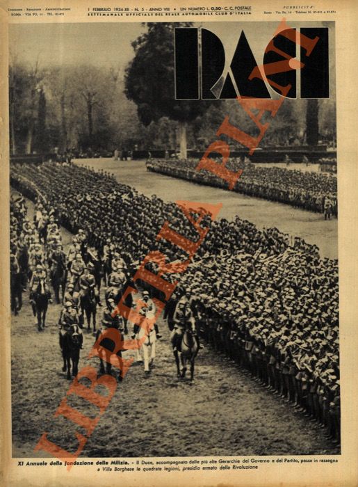 - - RACI. 1934. Settimanale Ufficiale del Reale Automobile Club d'Italia.