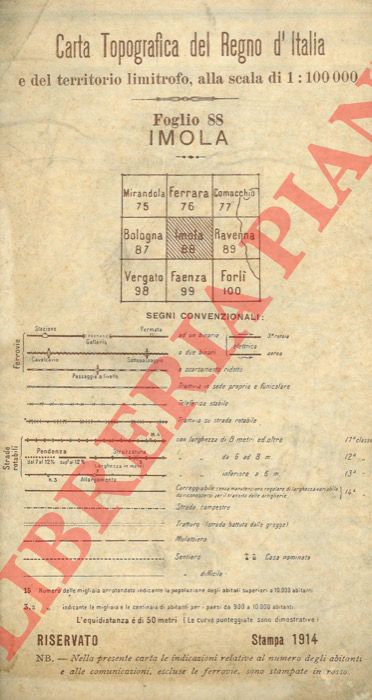 TCI - - Imola. Foglio 88. Carta topografica del Regno d'Italia.