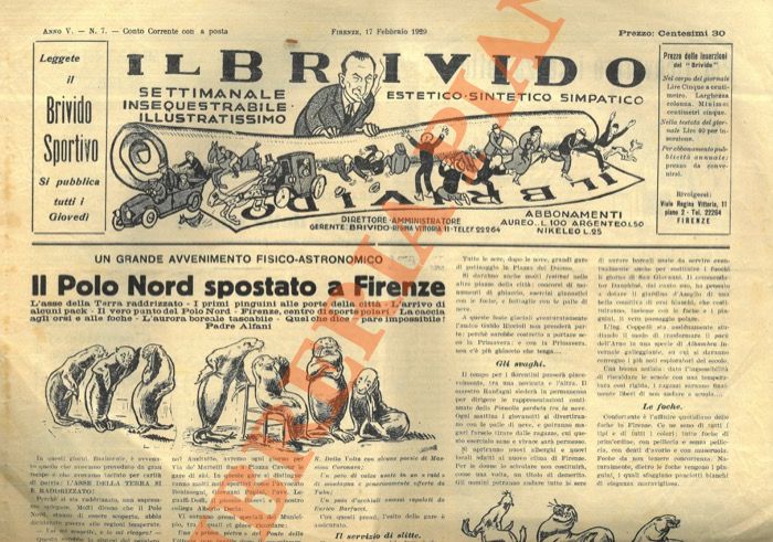 - - Il brivido. Settimanale umoristico illustrato.