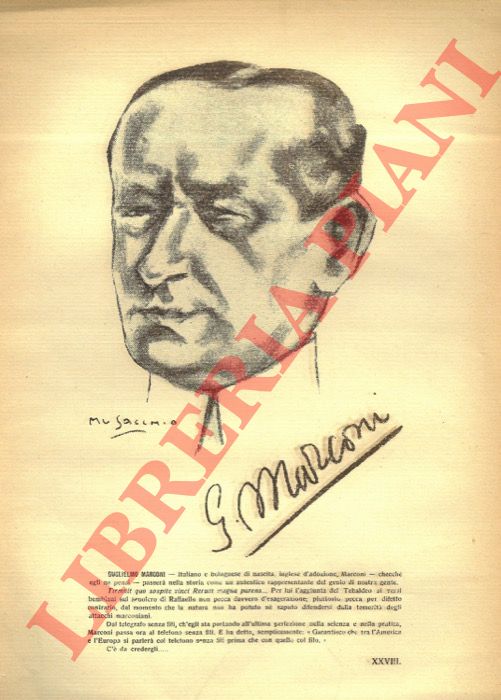 MUSACCHIO Cesare Annibale - - MARCONI Guglielmo (Bologna, 1874 - Roma 1937) fisico, inventore.