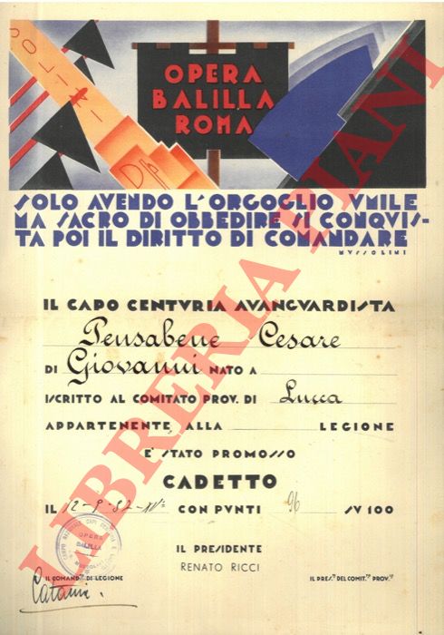 (Calzavara) - - Opera Balilla Roma.