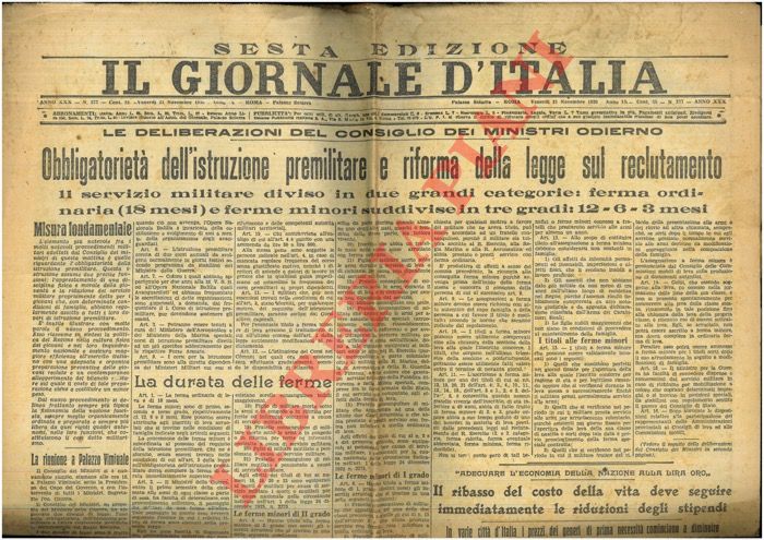 - - Obbligatoriet dell'istruzione premilitare.