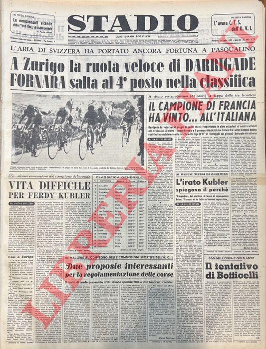 - - A Zurigo la ruota veloce di Darrigade Fornara salta al 4 postonella classifica. L'aria di Svizzera ha portato ancora fortuna a Pasqualino.