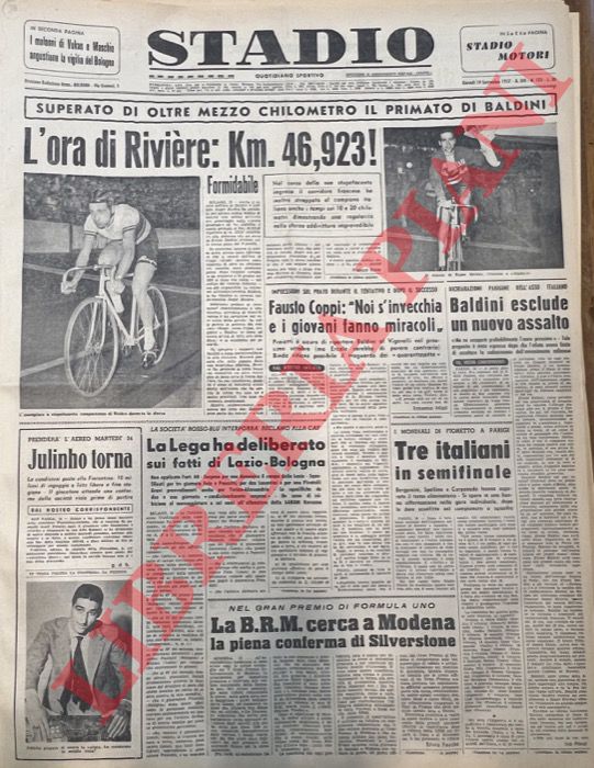 - - L'ora di Rivire: km. 46,923! Superato di oltre mezzo chilometro il primato di Baldini