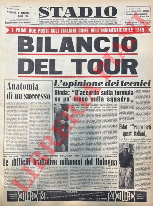 - - Bilancio del tour. I primi due posti agli italiani come nell'indimenticabile 1949.