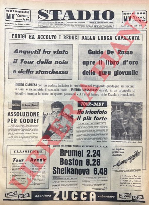 - - Ciclomondiali: Van Looy su Defilippis. Campionato: All'Inter la sfida di Roma.