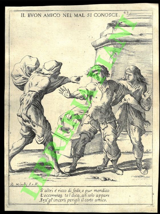 MITELLI Giuseppe Maria - - Proverbi figurati: Il buon amico nel mal si conosce.