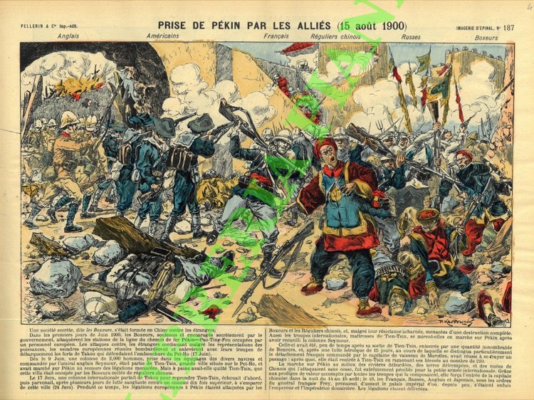 - - Prise de Pekin par les allis (15 aout 1900).