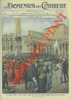 BELTRAME A. - - Fedeli e curiosi in Piazza San Pietro guardano la finestra della camera del Pontefice Pio X malato.