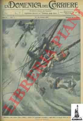 BELTRAME A. - - Naufragio di un grosso veliero tedesco: uomini dell'equipaggio arrampicati sugli alberi in lotta con le onde predatrici.