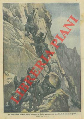 BELTRAME A. - - Gli alpini scalano le pareti verticali a nord-est del Cauriol.