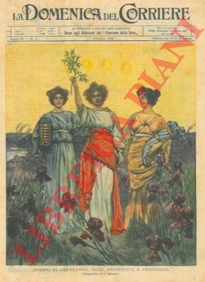 BELTRAME A. - - Auguri di capodanno: pace, prosperit, progresso (allegoria).