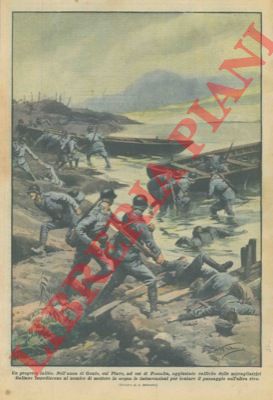 BELTRAME A. - - Sul Piave, a Gonfo ad est di Fossalta, le mitragliatrici italiane impediscono al nemico di mettere in acqua le imbarcazioni.