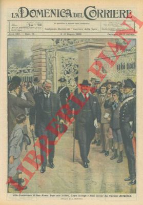 BELTRAME A. - - Alla conferenza di San Remo: dopo una seduta, Lloyd George e Nitti escono dal Castello Devachan