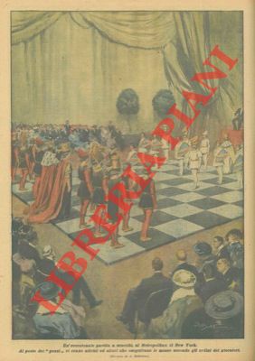 BELTRAME A. - - Al Metropolitan di New York si  svolta una colossale partita a scacchi: al posto dei pezzi, attrici ed attori eseguivano le mosse ordinate dai giocatori.