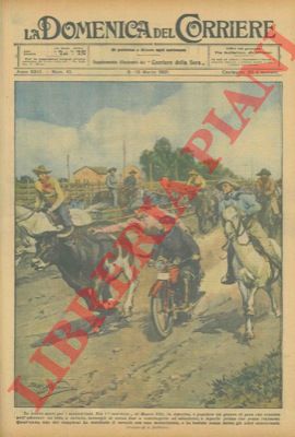 BELTRAME A. - - Cow-boy americano utilizza una motocicletta in sostituzione del suo cavallo per catturare un toro.