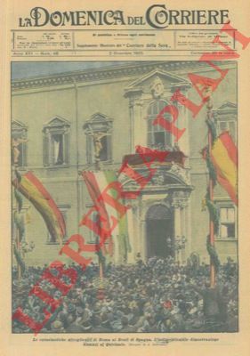 BELTRAME A. - - I Reali d'Italia e di Spagna, il Principe Ereditario, l'on. Mussolini, il gen. Diaz e l'ammiraglio Thaon di Revel assistono a una finta battaglia a Centocelle