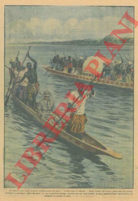 BELTRAME A. - - Il Principe di Galles nella visita all'Africa ha voluto provare a navigare sullo Zambesi in una primitiva piroga, scortato da un capo locale in una imbarcazione manovrata da indigeni in tenuta di gala.