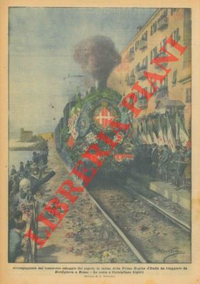 BELTRAME A. - - La salma della Prima Regina d'Italia ha viaggiato in treno da Bordighera a Roma. La sosta a Cornigliano Ligure.