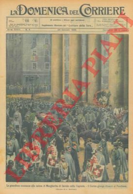 BELTRAME A. - - Le grandiose onoranze alla salma di Margherita di Savoia nella capitale. Il Corteo giunge dinanzi al Pantheon.