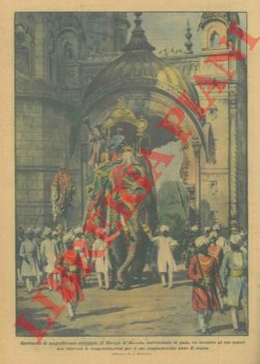 BELTRAME A. - - Il Maraj di Baroda, sull'elefante di gala, va incontro al suo popolo per ricevere le congratulazioni per il suo cinquantesimo anno di regno.