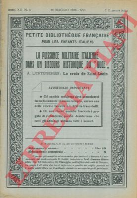 LICHTENBERGER A. - - La puissance militaire italienne dans un discous historique du 