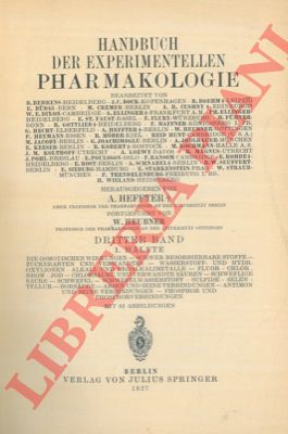 HEFFTER A.- HEUBNER W. - - Handbuch der experimentellen Pharmakologie. Dritter Band. 1 Halfte.