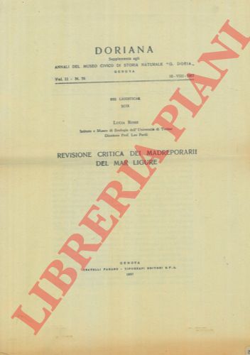 ROSSI Lucia - - Revisione critica dei Madreporarii del Mar Ligure.
