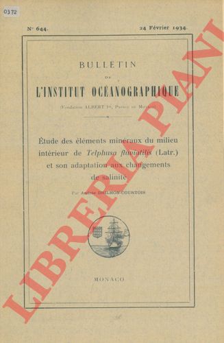 DRILHON COURTOIS Andre - - Etude des lments minraux du milieu intrieur de Telphusa fluviatilis ( Latr. ) et son adaptation aux changements de salinit.