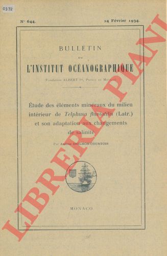 DRILHON COURTOIS Andre - - Etude des lments minraux du milieu intrieur de Telphusa fluviatilis ( Latr. ) et son adaptation aux changements de salinit.